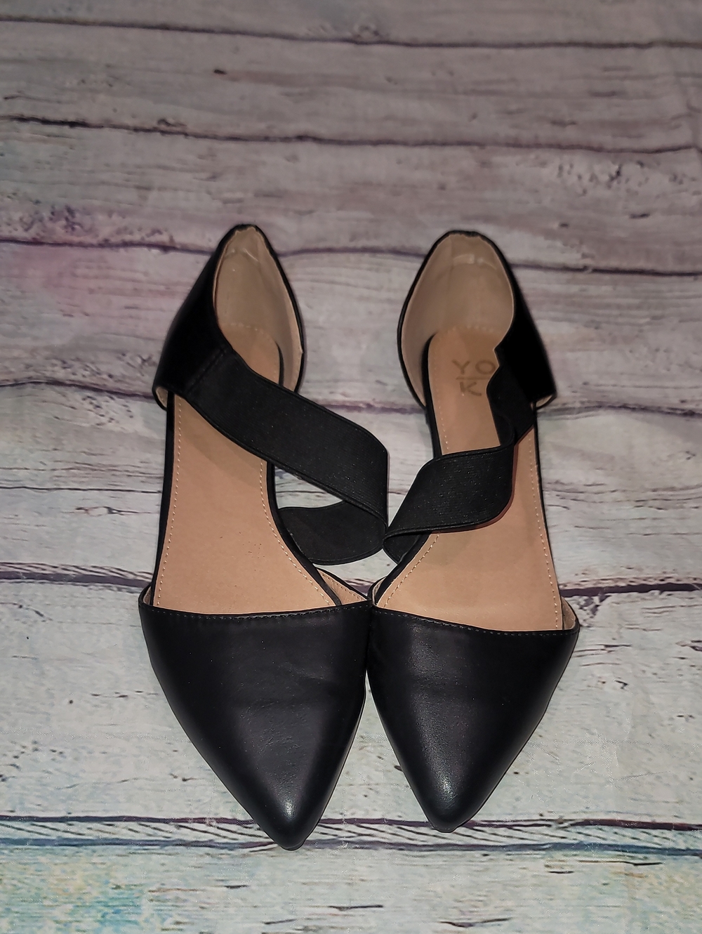 New Black Slide On Pointy Shoes
